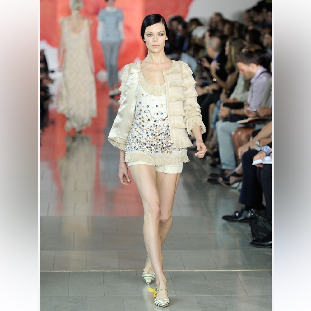 Tory Burch Enid Shell silk and gemstones top